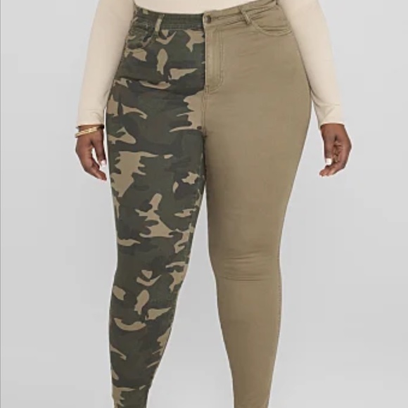 Fashion to Figure Denim - Fashion to Figure Colorblock Camo Jean Size 22